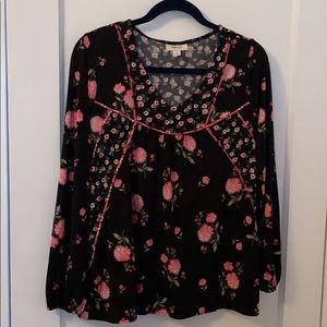 Style & Co. Black Tunic with Pink Floral Design